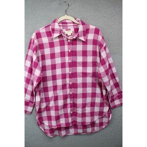 Maeve by Anthropologie Gingham Plaid Small Button Up Shirt-Beachy